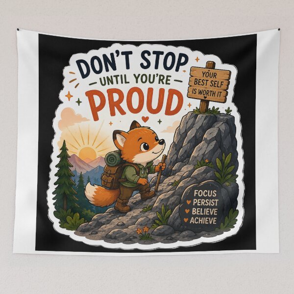 Item preview, Don't Stop Until You're Proud Fox Sticker | Motivational Success Quote | Productivity Gift designed and sold by GenZStickerHub1.