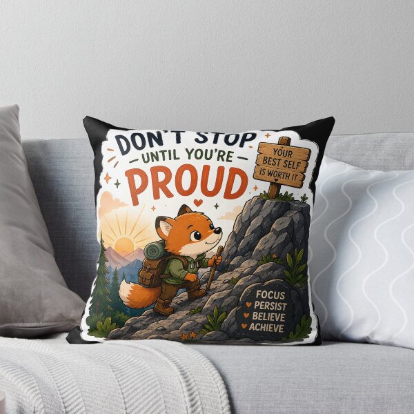 Item preview, Don't Stop Until You're Proud Fox Sticker | Motivational Success Quote | Productivity Gift designed and sold by GenZStickerHub1.