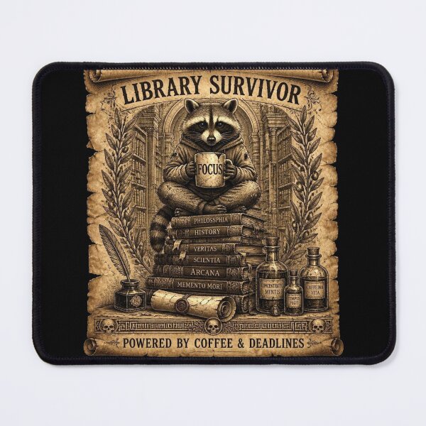Item preview, Library Survivor Funny Raccoon Student Design designed and sold by thoughtswear.