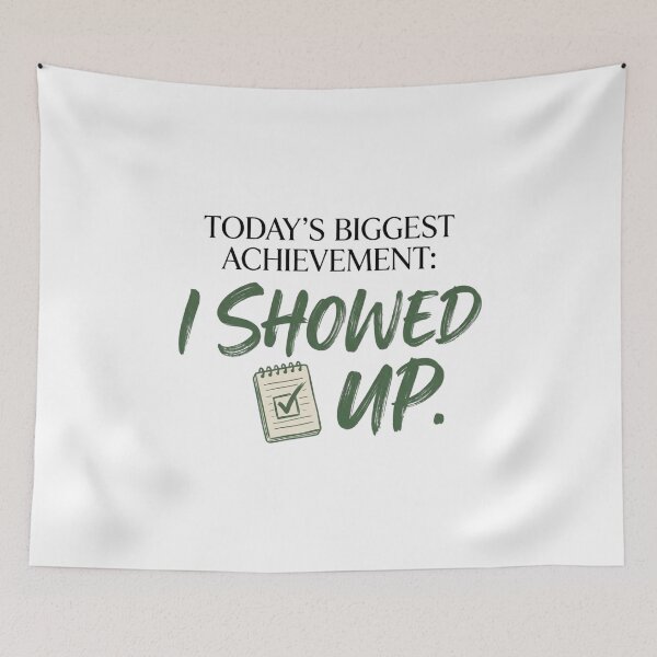 Item preview, Today's Biggest Achievement I Showed Up Funny Motivation Typography Shirt designed and sold by softmind studio.
