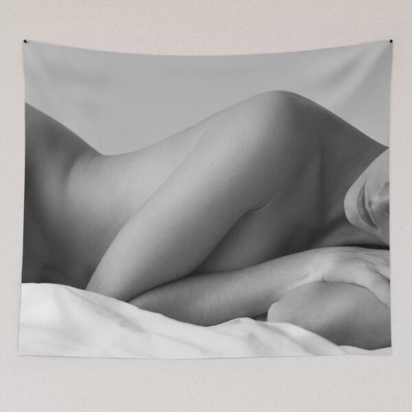 Item preview, Sleeping beauty, reclining woman black and white photographic art print designed and sold by Astrid Arkhangelsky.