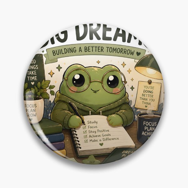 Item preview, Small Steps Big Dreams Cute Frog Sticker | Study Motivation | Productivity Aesthetic designed and sold by GenZStickerHub1.