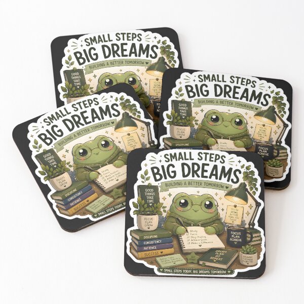 Item preview, Small Steps Big Dreams Cute Frog Sticker | Study Motivation | Productivity Aesthetic designed and sold by GenZStickerHub1.