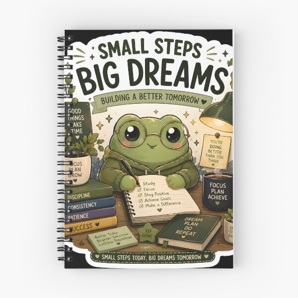 Item preview, Small Steps Big Dreams Cute Frog Sticker | Study Motivation | Productivity Aesthetic designed and sold by GenZStickerHub1.