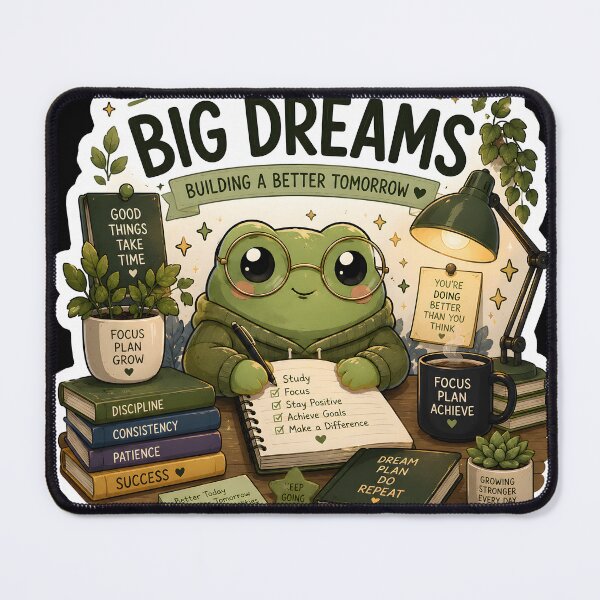 Item preview, Small Steps Big Dreams Cute Frog Sticker | Study Motivation | Productivity Aesthetic designed and sold by GenZStickerHub1.