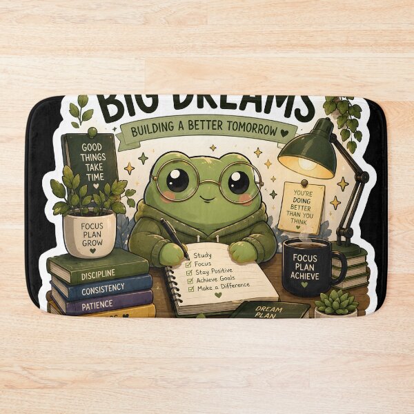 Item preview, Small Steps Big Dreams Cute Frog Sticker | Study Motivation | Productivity Aesthetic designed and sold by GenZStickerHub1.