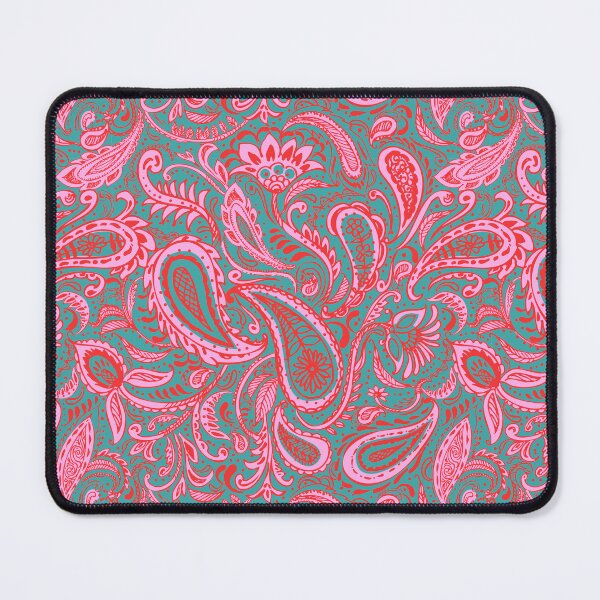 Item preview, Pink and red paisley pattern on green designed and sold by bokasin.