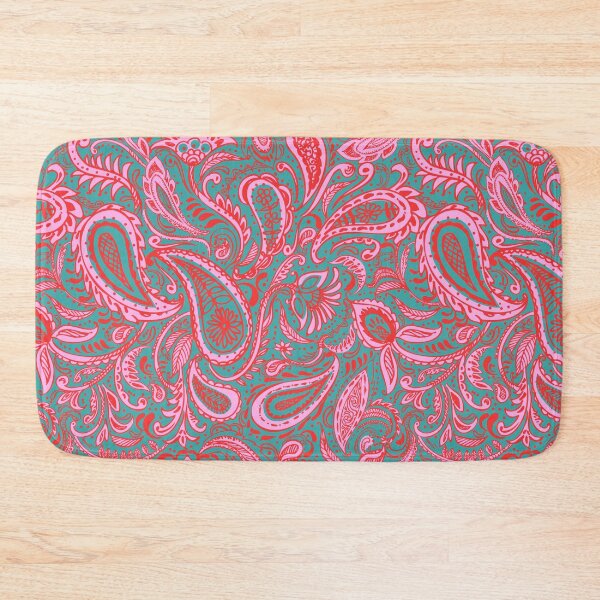 Item preview, Pink and red paisley pattern on green designed and sold by bokasin.