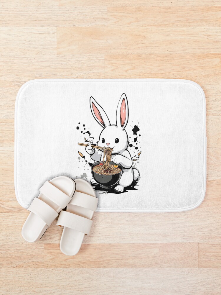 Thumbnail 1 of 6, Bath Mat, Ramen Rabbit designed and sold by Interdit.