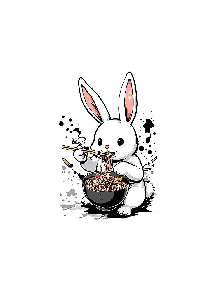 Thumbnail 4 of 4, Graphic T-Shirt, Ramen Rabbit designed and sold by Interdit.