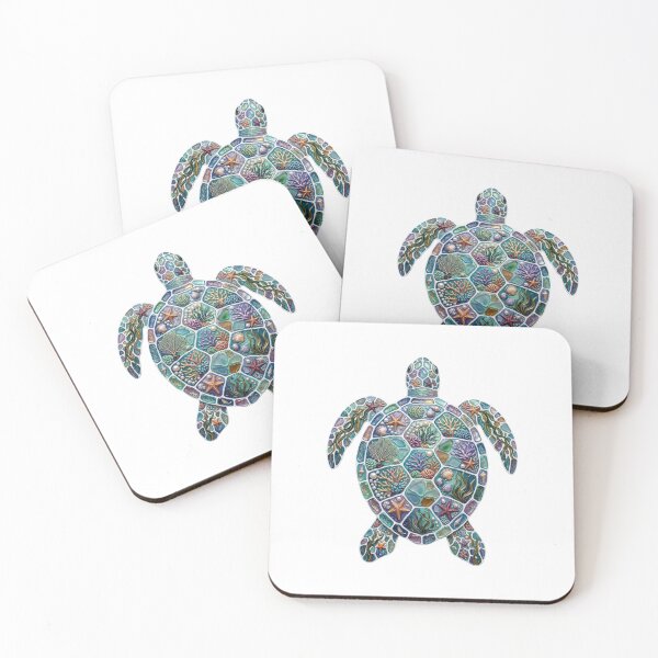 Item preview, Mosaic Sea Turtle with Coral Reef Shell | Tropical Ocean designed and sold by SOUFIANE1991.