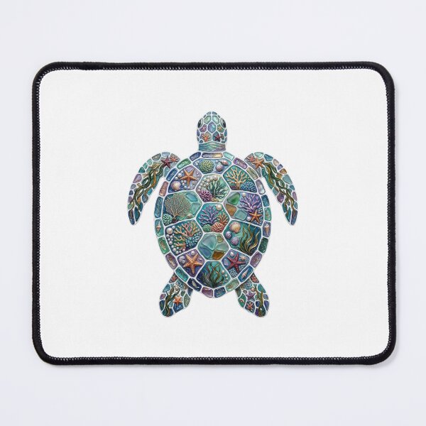 Item preview, Mosaic Sea Turtle with Coral Reef Shell | Tropical Ocean designed and sold by SOUFIANE1991.
