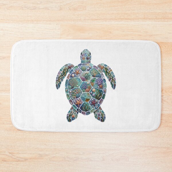 Item preview, Mosaic Sea Turtle with Coral Reef Shell | Tropical Ocean designed and sold by SOUFIANE1991.