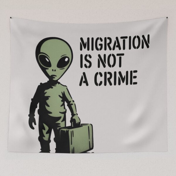 Item preview, Banksy Alien - Migration is not a crime designed and sold by 123ks.