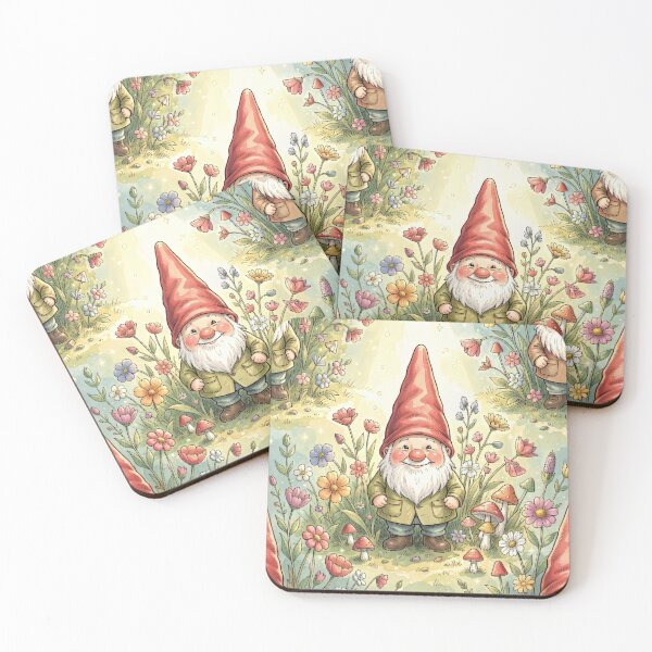 Item preview, Whimsical Garden Gnome Watercolor | Cottagecore Floral Illustration | Enchanted Forest Wall Art designed and sold by pinkal.