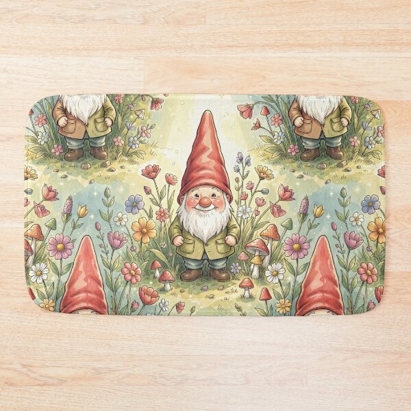 Item preview, Whimsical Garden Gnome Watercolor | Cottagecore Floral Illustration | Enchanted Forest Wall Art designed and sold by pinkal.