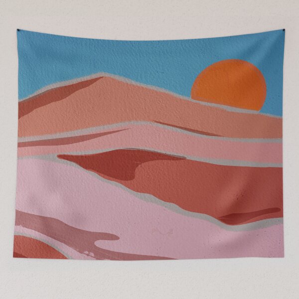 Item preview, Desert Sunset Dunes – Retro Pink Landscape Print designed and sold by BuckaBaby.