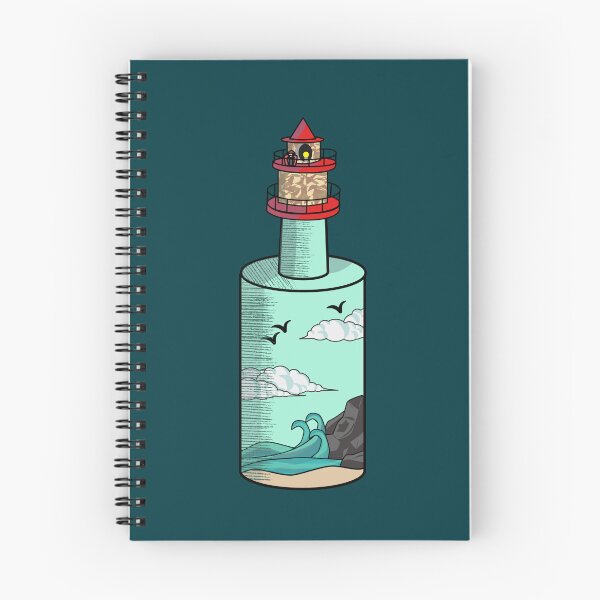 Item preview, Lighthouse in a Bottle Dark Whimsical Illustration designed and sold by Saavaedra .
