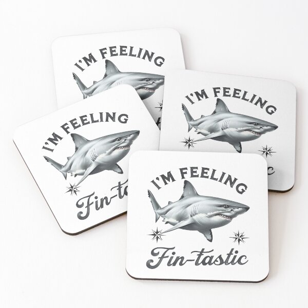 Item preview, Funny picture of a shark with the words, I'm feeling fintastic'. designed and sold by lucyinspace.