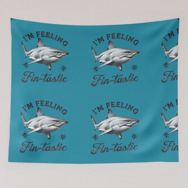 Item preview, Funny picture of a shark with the words, I'm feeling fintastic'. designed and sold by lucyinspace.