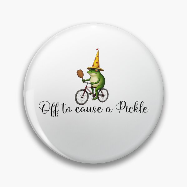 Item preview, Off To Cause A Pickle | Funny Frog on Bike designed and sold by WonderWaresGifts.