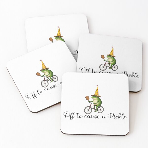 Item preview, Off To Cause A Pickle | Funny Frog on Bike designed and sold by WonderWaresGifts.