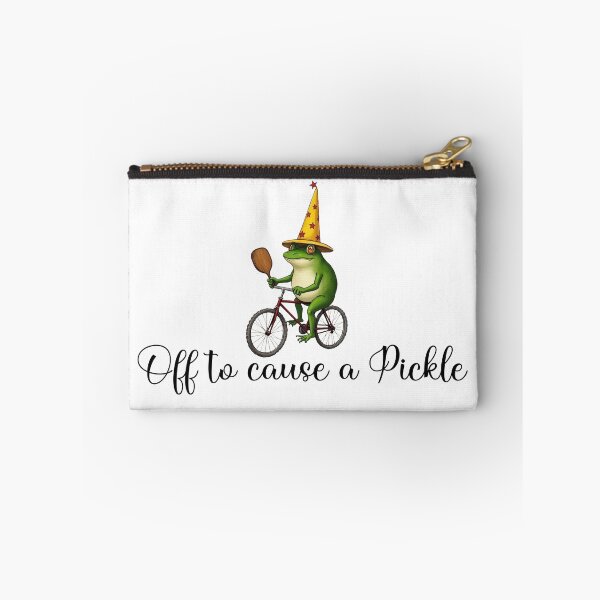 Item preview, Off To Cause A Pickle | Funny Frog on Bike designed and sold by WonderWaresGifts.