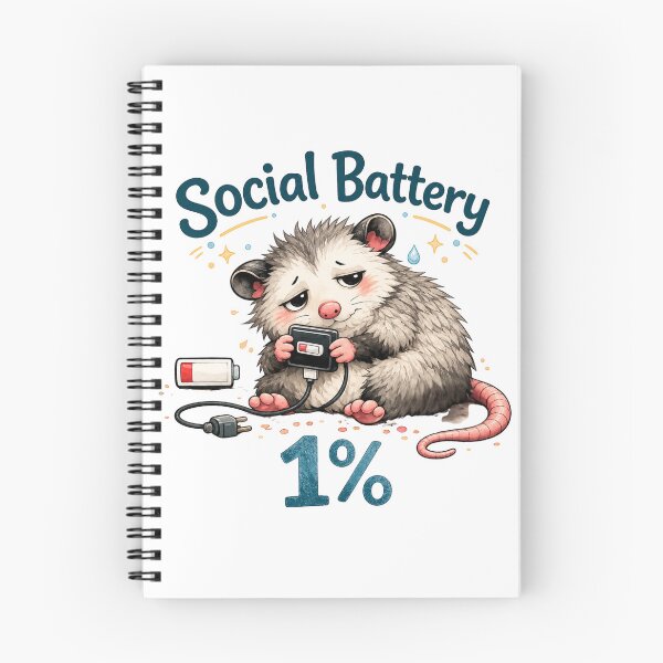 Item preview, Social Battery 1% Cute Possum Meme Sticker | Introvert Anxiety Humor | Tired Opossum Animal Design designed and sold by Doodle ⭐⭐⭐⭐⭐.