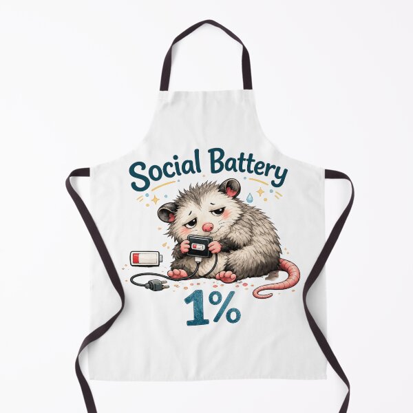 Item preview, Social Battery 1% Cute Possum Meme Sticker | Introvert Anxiety Humor | Tired Opossum Animal Design designed and sold by Doodle ⭐⭐⭐⭐⭐.