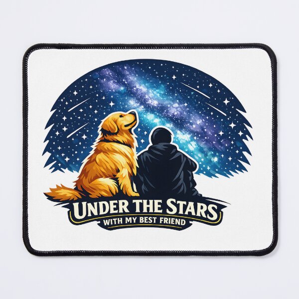 Item preview, Under the Stars With My Best Friend – Golden Retriever Night Sky Design, Dog Lover Badge Art designed and sold by Sahil Randhawa.