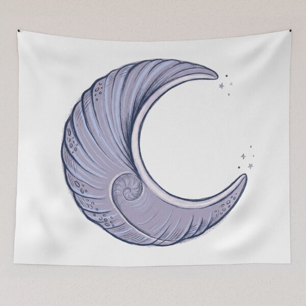 Item preview, ​"Celestial Seashell Crescent Moon Boho Aesthetic Illustration" designed and sold by Malalese.