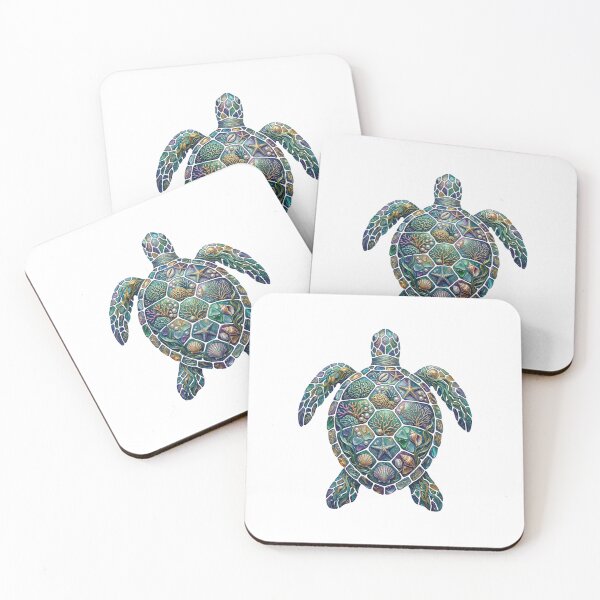 Item preview, Mosaic Sea Turtle with Coral Reef Shell | Tropical Ocean designed and sold by SOUFIANE1991.