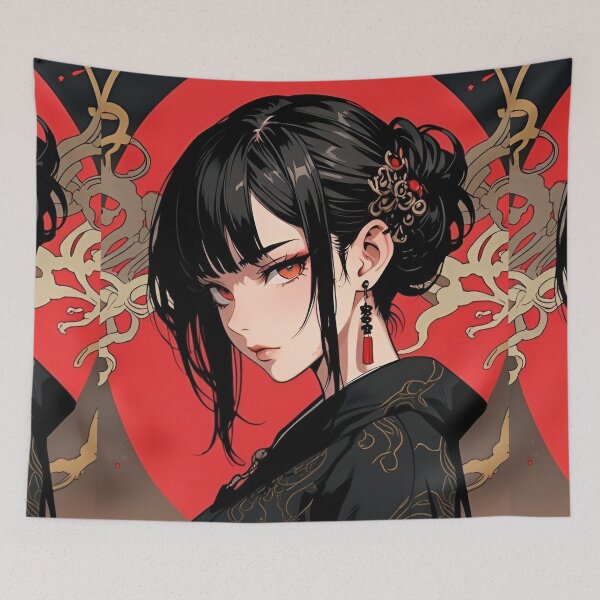 Item preview, Elegant Gothic Kimono Girl | Japanese Anime Aesthetic Digital Art designed and sold by Dyan4.