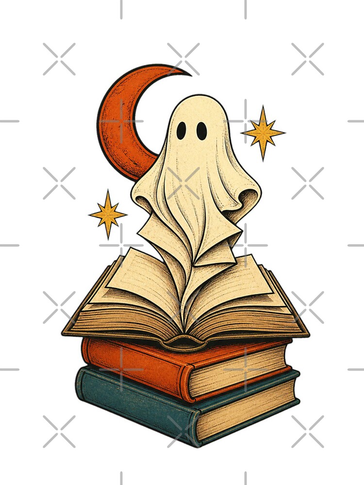 Thumbnail 4 of 4, iPhone Case, Friendly Ghost Rising From a Haunted Book Stack designed and sold by freshloop.