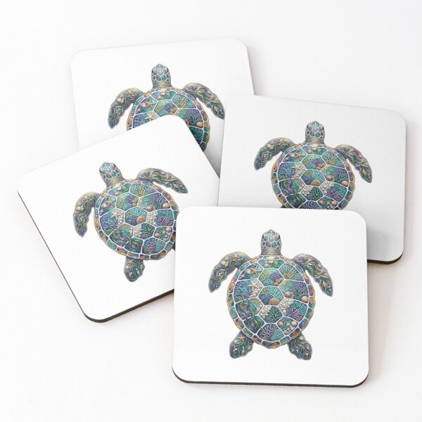 Item preview,  Mosaic Sea Turtle with Coral Reef Shell | Tropical Ocean designed and sold by SOUFIANE1991.
