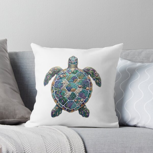 Item preview,  Mosaic Sea Turtle with Coral Reef Shell | Tropical Ocean designed and sold by SOUFIANE1991.