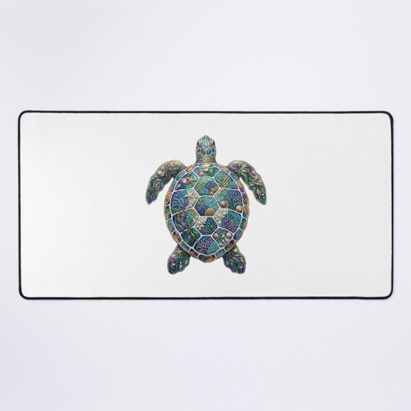 Item preview, Mosaic Sea Turtle with Coral Reef Shell | Tropical Ocean designed and sold by SOUFIANE1991.