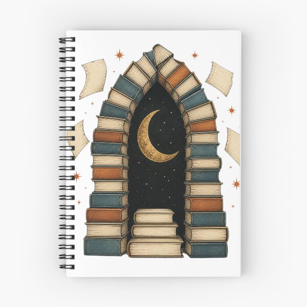 Item preview, Moonlit Gothic Doorway Built From Antique Books designed and sold by Whimsy Paw Studio | Cute Animal Art.