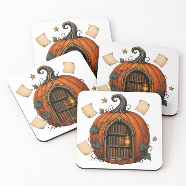 Item preview, Glowing Pumpkin Portal to a Tiny Library designed and sold by Freshloop Studio | Whimsical Vintage Art.