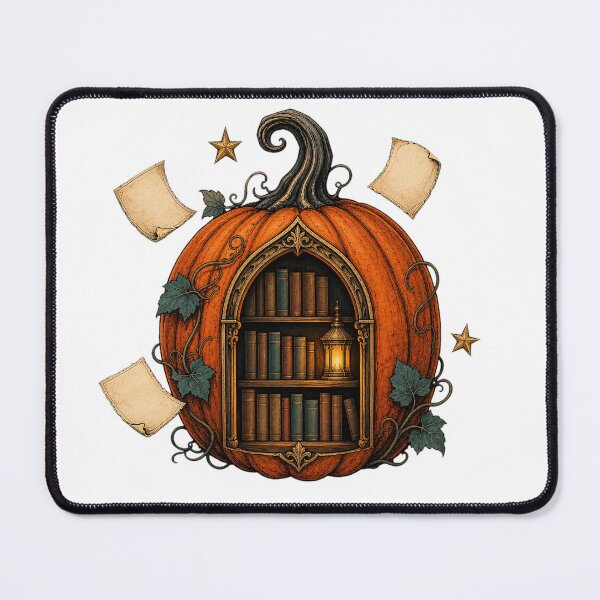 Item preview, Glowing Pumpkin Portal to a Tiny Library designed and sold by Freshloop Studio | Whimsical Vintage Art.