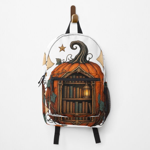 Item preview, Glowing Pumpkin Portal to a Tiny Library designed and sold by Freshloop Studio | Whimsical Vintage Art.