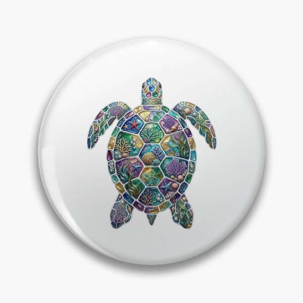 Item preview, Mosaic Sea Turtle with Coral Reef Shell | Tropical Ocean designed and sold by SOUFIANE1991.