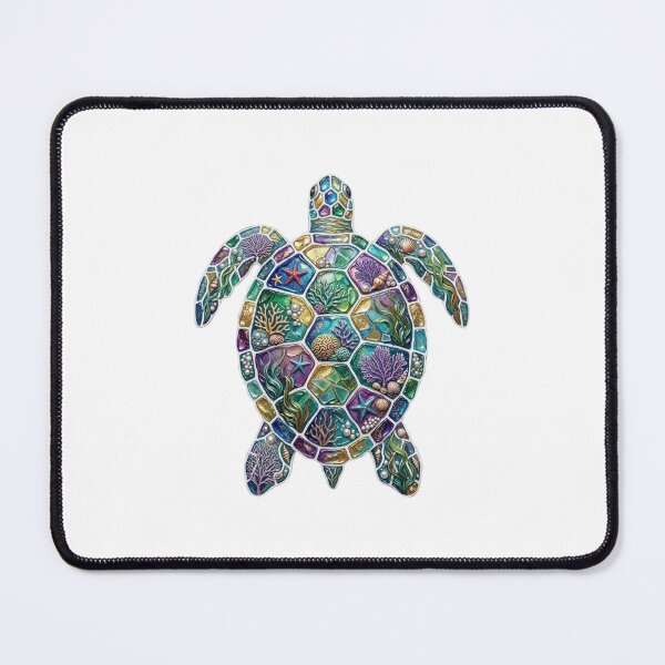 Item preview, Mosaic Sea Turtle with Coral Reef Shell | Tropical Ocean designed and sold by SOUFIANE1991.