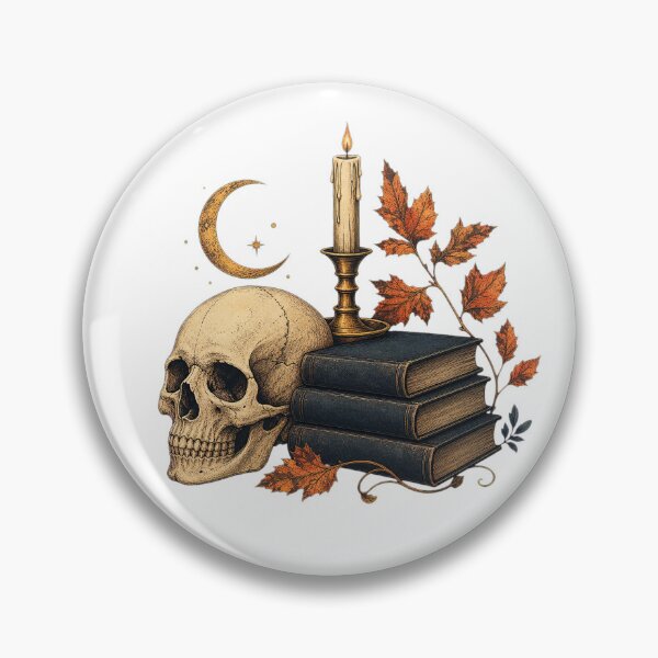 Item preview, Antique Skull Beside Candlelit Gothic Books designed and sold by Whimsy Paw Studio | Cute Animal Art.