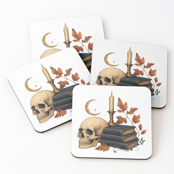 Item preview, Antique Skull Beside Candlelit Gothic Books designed and sold by Freshloop Studio | Whimsical Vintage Art.