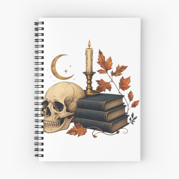 Item preview, Antique Skull Beside Candlelit Gothic Books designed and sold by Whimsy Paw Studio | Cute Animal Art.