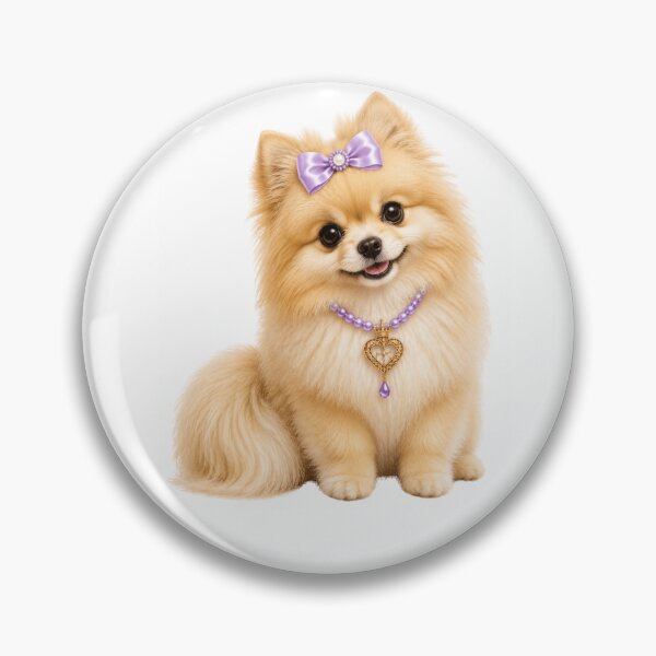 Item preview, Elegant Pomeranian Princess with Lavender Bow & Royal Heart Necklace Cute Fluffy Dog Art designed and sold by RoPrincess.