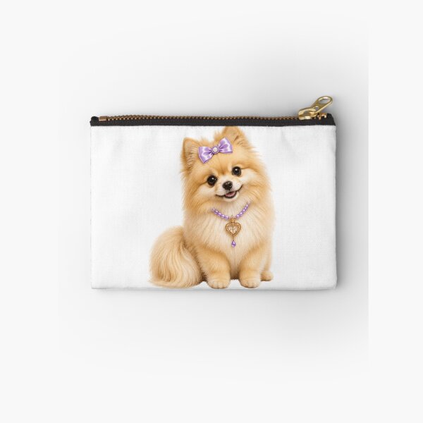 Item preview, Elegant Pomeranian Princess with Lavender Bow & Royal Heart Necklace Cute Fluffy Dog Art designed and sold by RoPrincess.