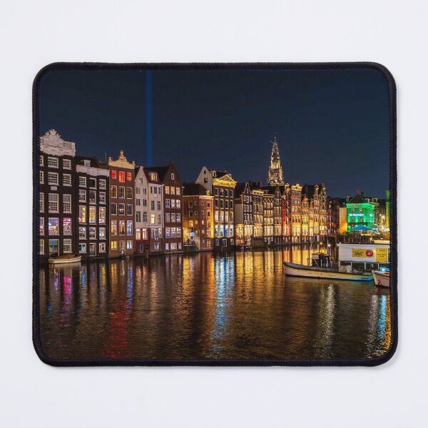 Item preview, Amsterdam, Netherlands canal neon lights night scene color photograph designed and sold by Jéanpaul Ferro.