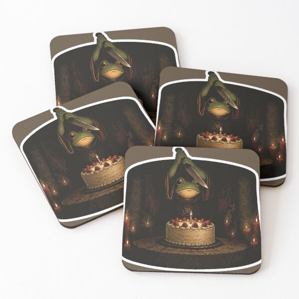 Item preview, Birthday Sacrifice Frog Sticker – Dark Humor Horror Cake Cartoon designed and sold by SimplePoDesign.